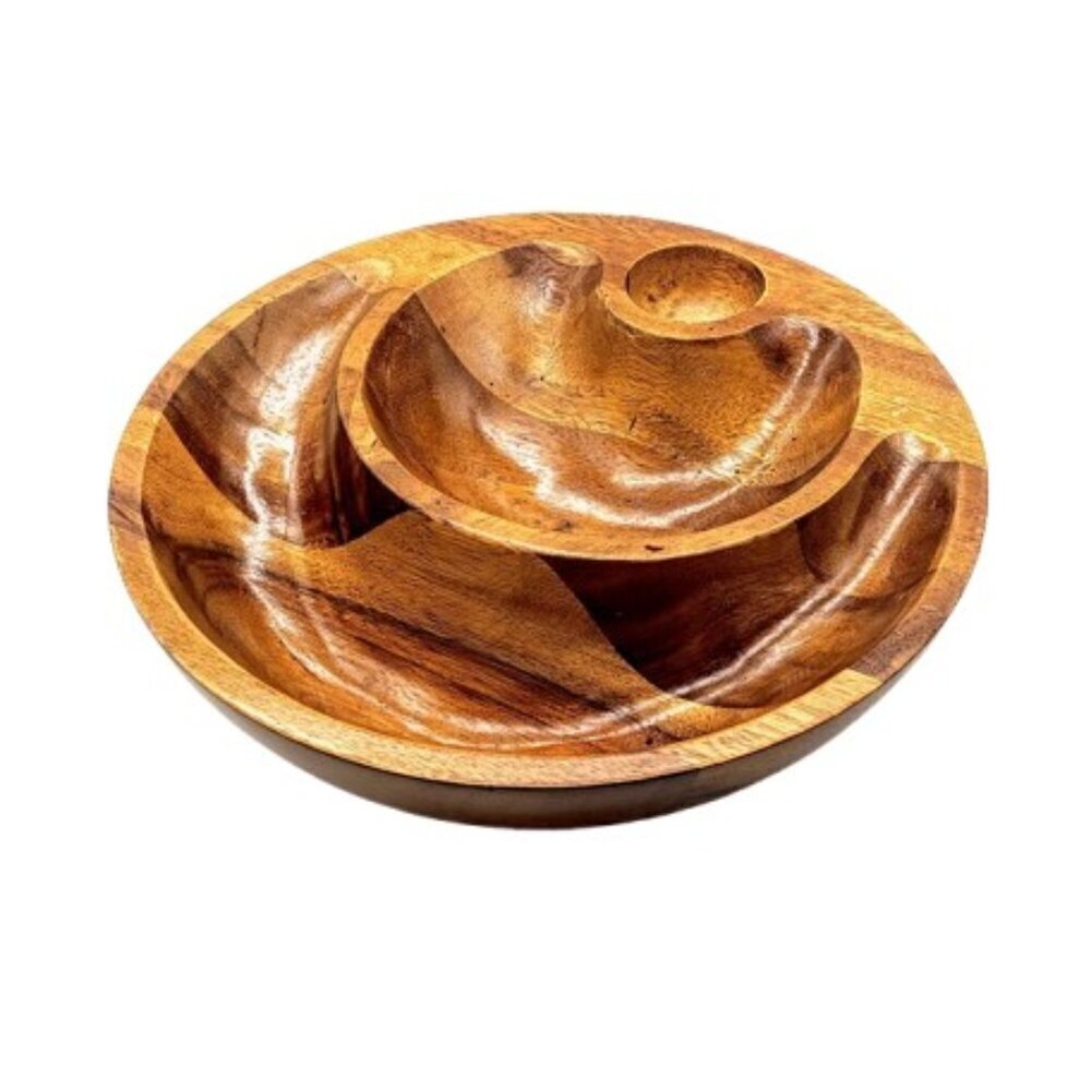 Vintage Nambe Wooden Eclipse Nut Bowl